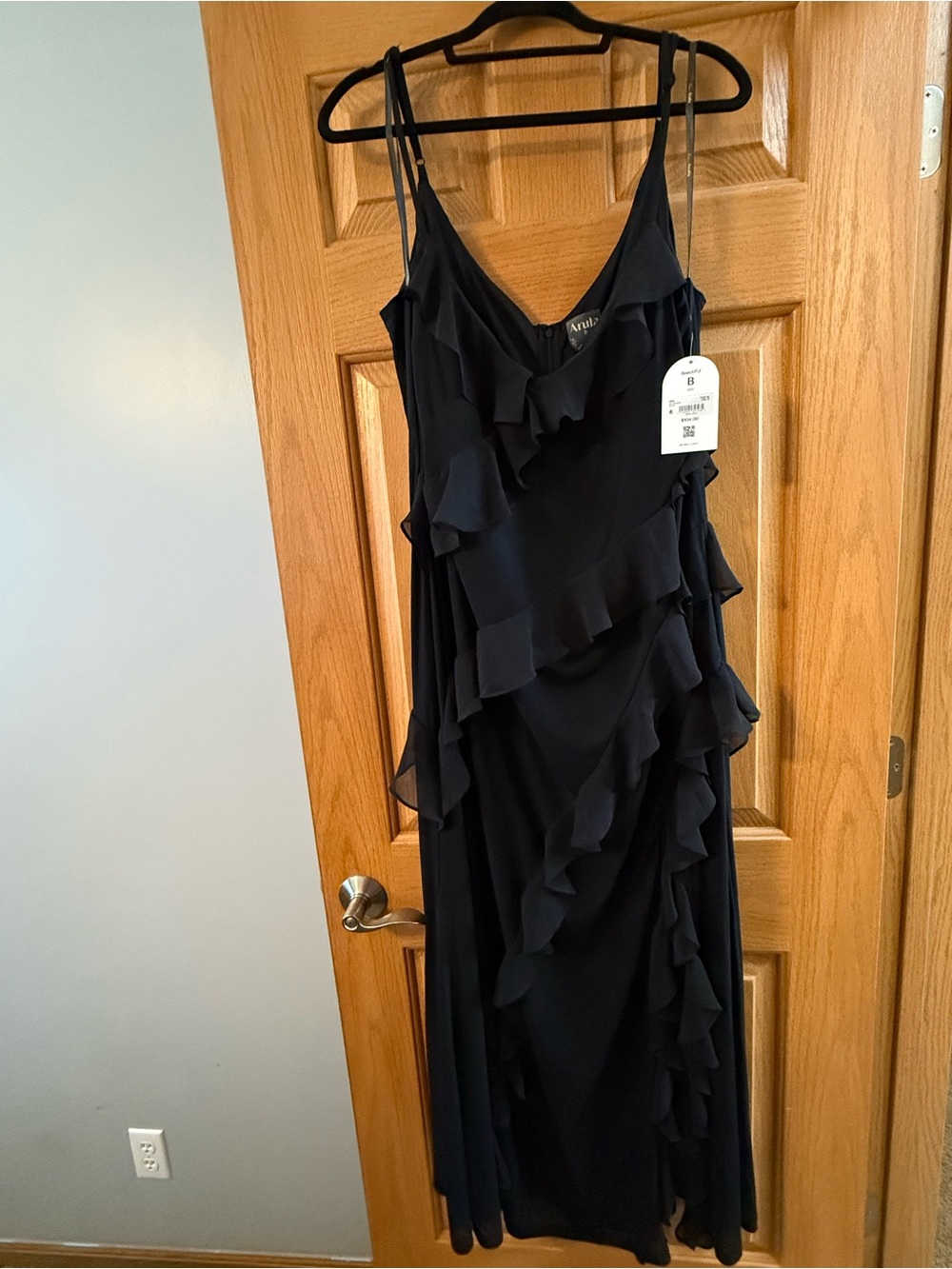 ARULA Black Layered Ruffle Maxi Dress